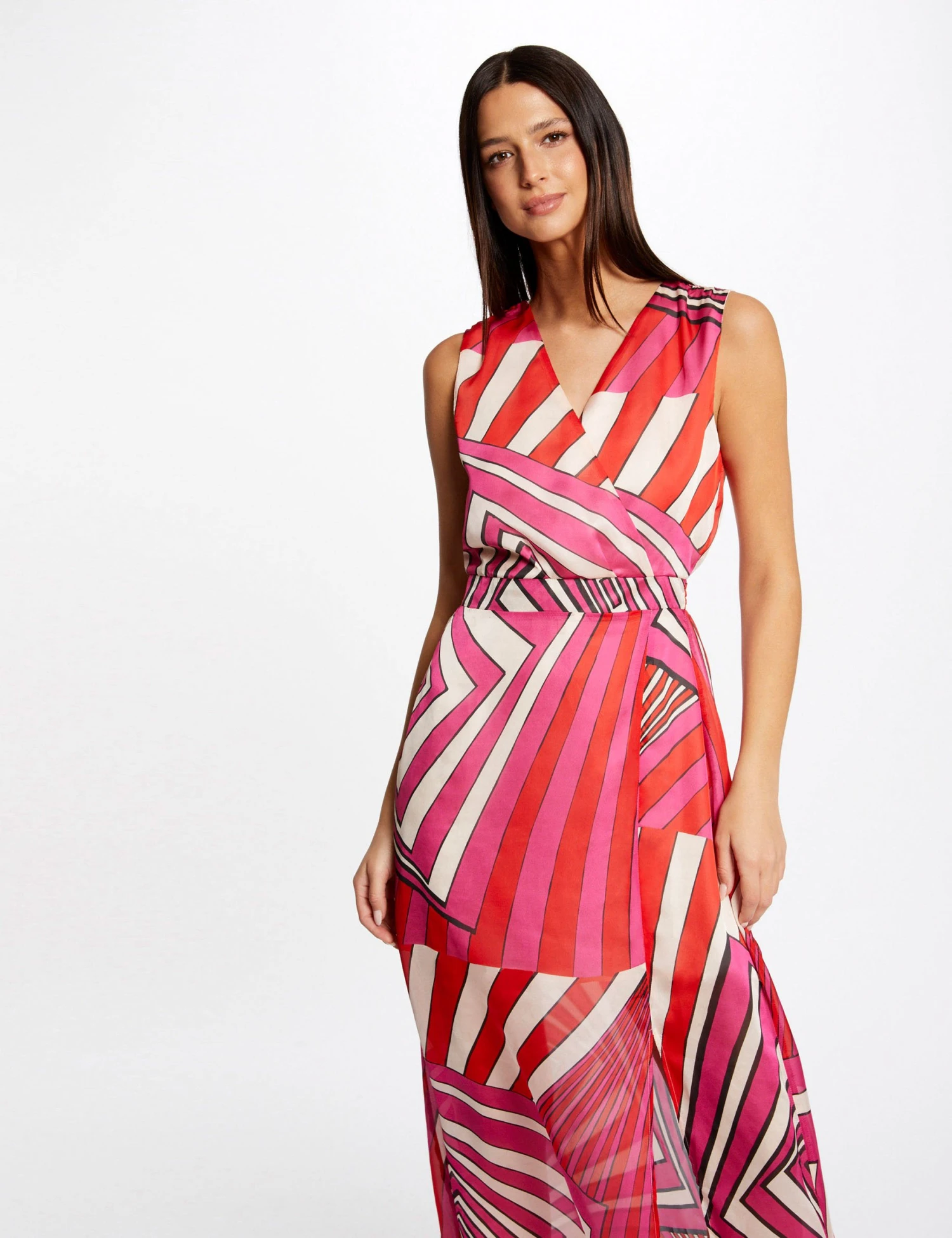 Robe Longue Cintrée Imprimé Géométrique Multico Femme – Image 3