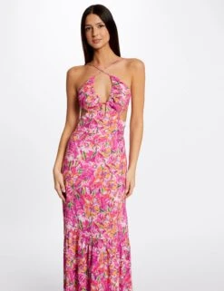 Robe Longue Droite Imprimé Floral Multico Femme
