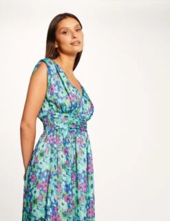 Robe Longue Droite Imprimé Floral Multico Femme