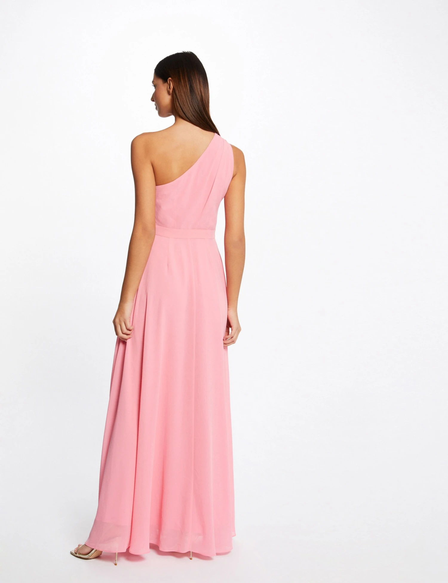 Robe Longue évasée Asymétrique Rose Clair Femme – Image 2