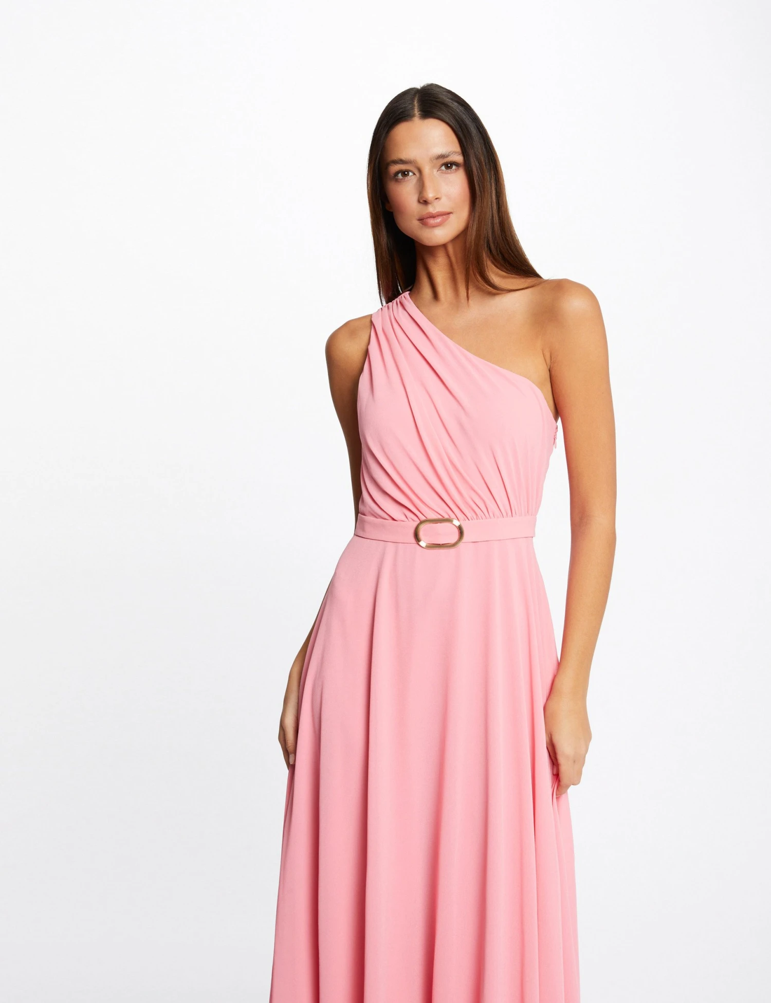 Robe Longue évasée Asymétrique Rose Clair Femme – Image 4