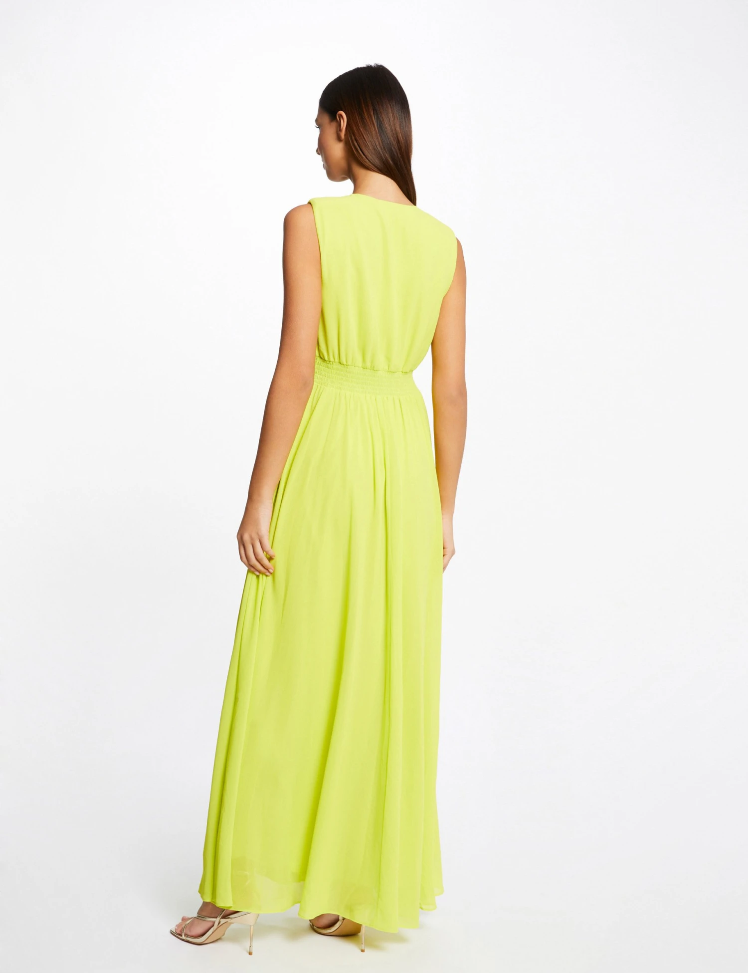 Robe Longue évasée Fendue Anis Femme – Image 2