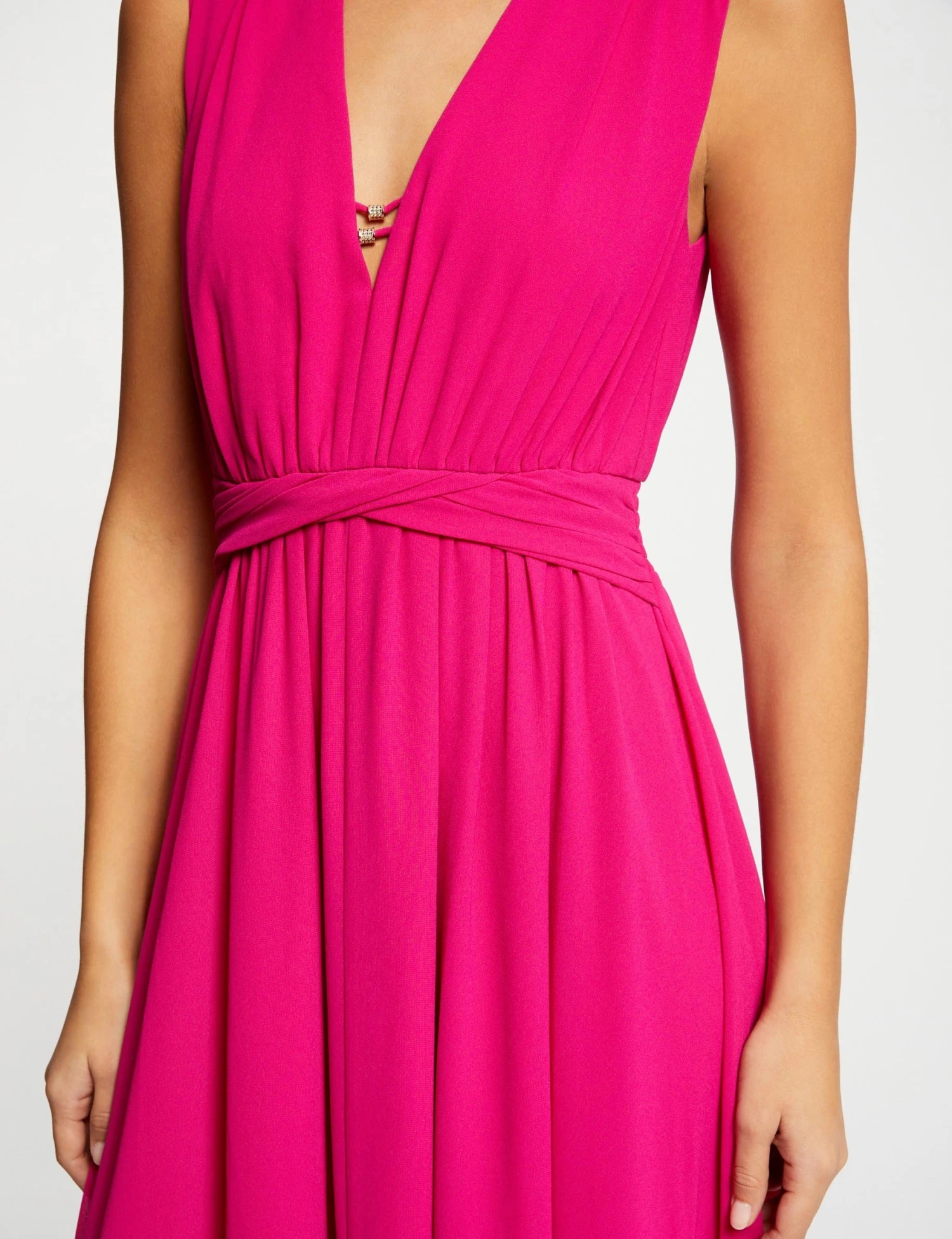 Robe Longue évasée Fendue Rose Fonce Femme – Image 5