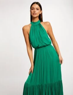 Robe Longue évasée Fluide Vert Femme