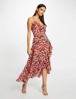 Robe Longue évasée Imprimé Abstrait Rose Femme