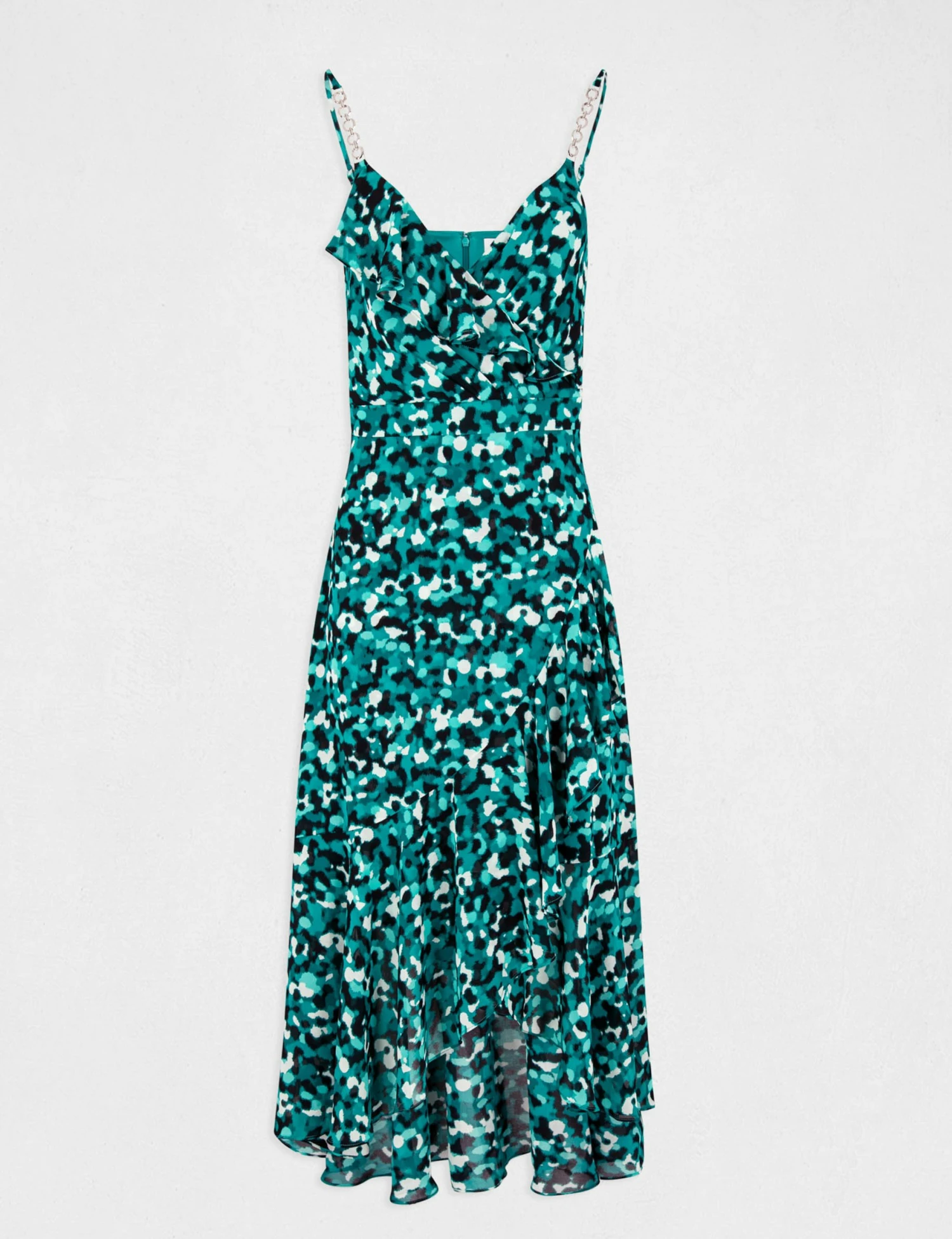 Robe Longue évasée Imprimé Abstrait Vert Femme – Image 5