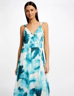 Robe Longue Portefeuille Imprimée Multico Femme