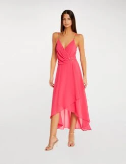Robe Mi-longue Ă Fines Bretelles Rose Moyen Femme