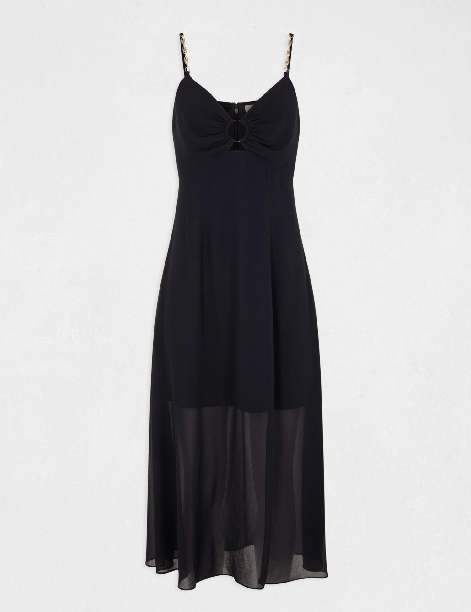 Robe Midi évasée Bretelles Chaînes Marine Femme – Image 5