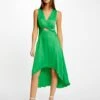 Robe Midi Trapèze Asymétrique Vert Femme