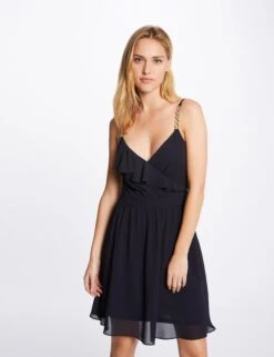 Robe Patineuse Avec Col Cache-coeur Marine Femme