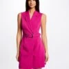 Robe Portefeuille Ceinturée Sans Manches Framboise Femme