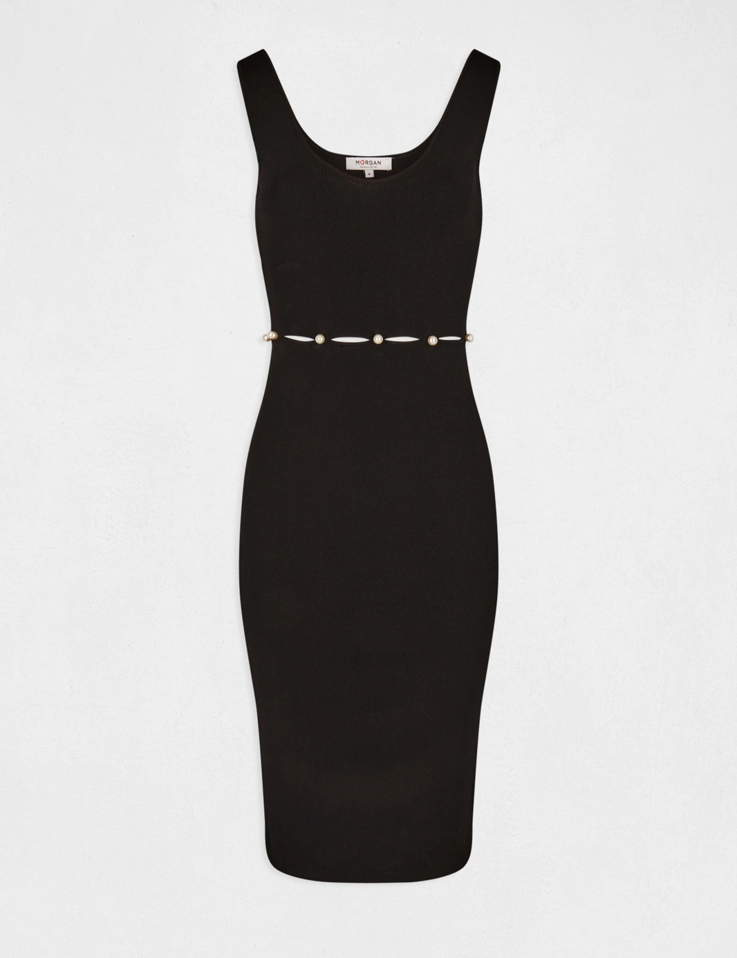 Robe Pull Ajustée Avec Perles Noir Femme – Image 5