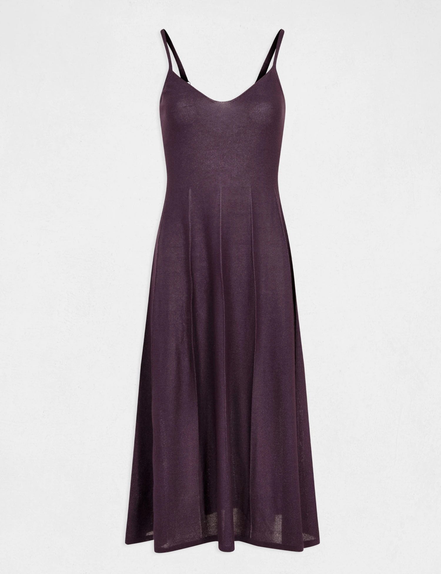 Robe Pull Midi évasée à Bretelles Fines Prune Femme – Image 5