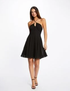 Robe Trapèze Avec Col Bustier Noir Femme