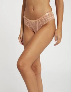 Shorty En Dentelle Beige Femme