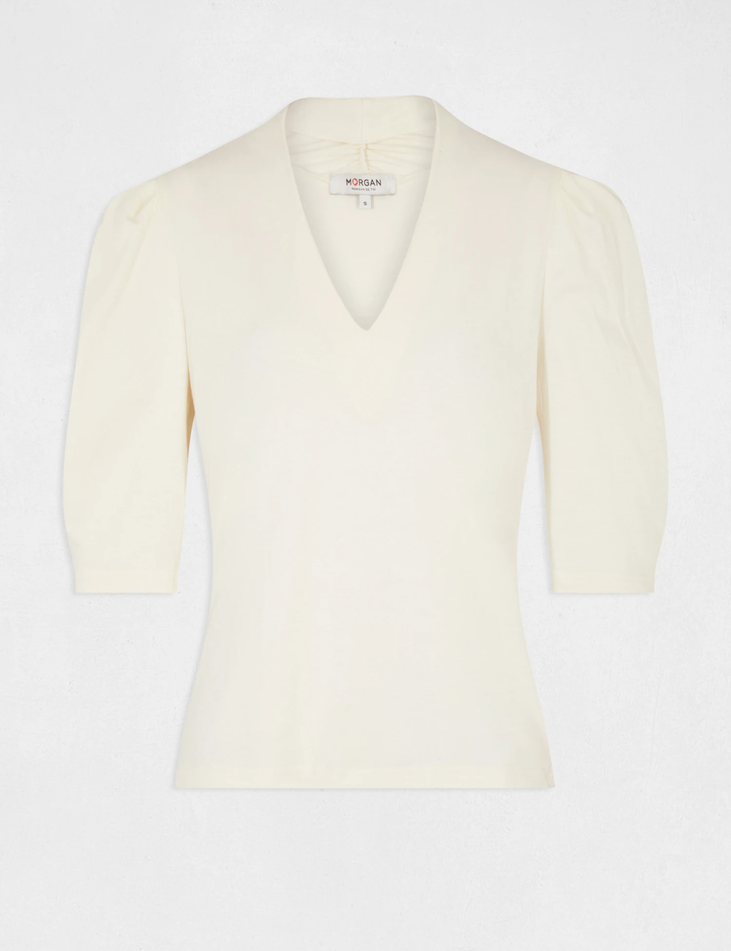 T-shirt Manches 3/4 Ballons Ecru Moyen Femme – Image 4