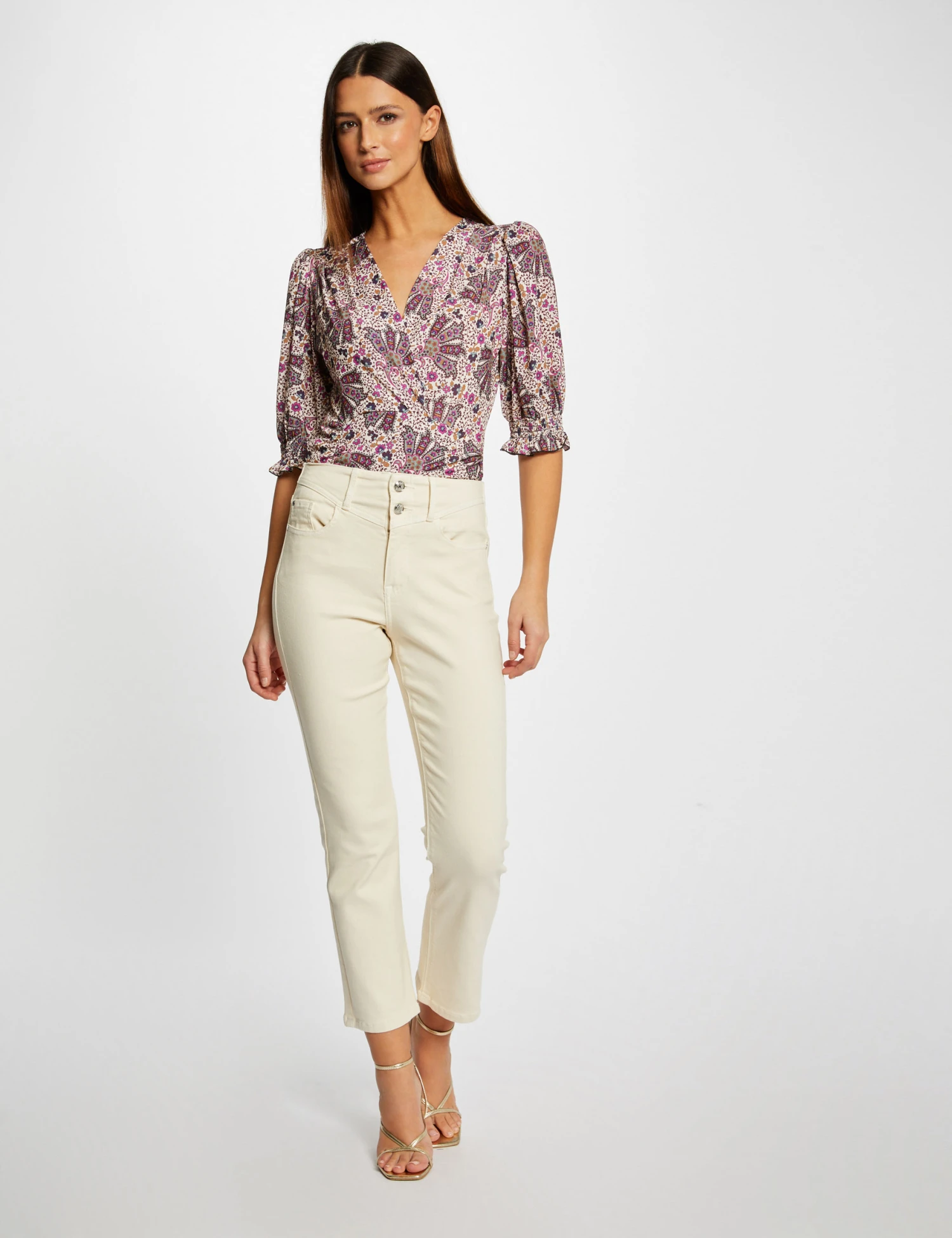 T-shirt Manches 3/4 Imprimé Végétal Multico Femme – Image 3