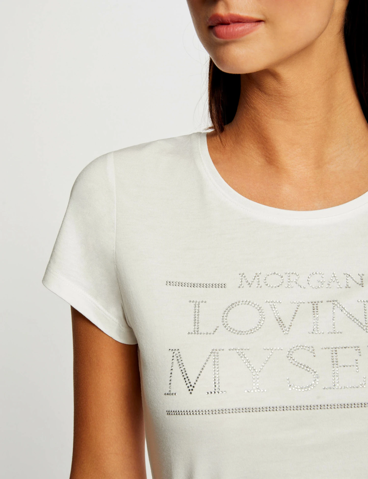 T-shirt Manches Courtes à Inscription Ecru Femme – Image 5