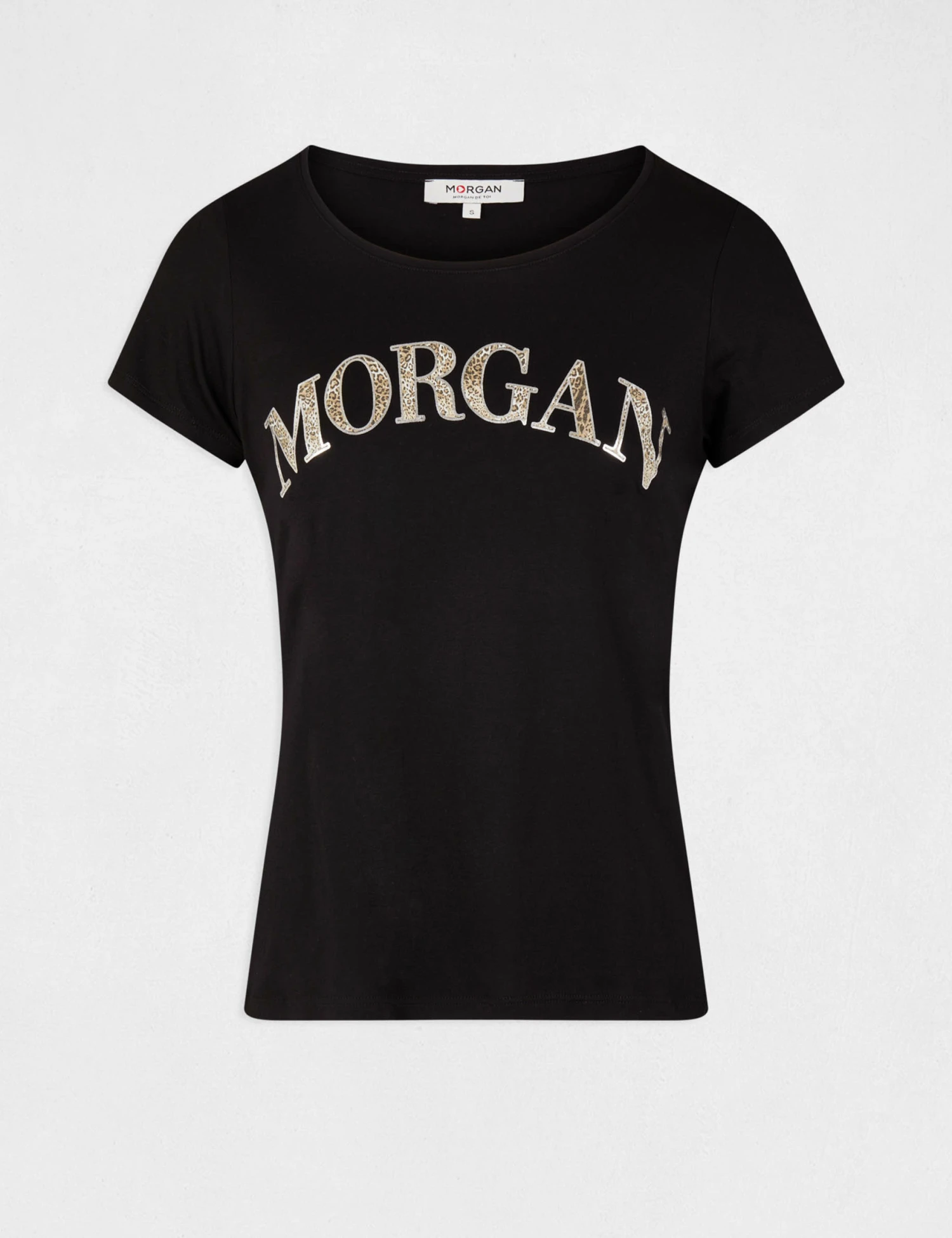 T-shirt Manches Courtes à Inscription Noir Femme – Image 4