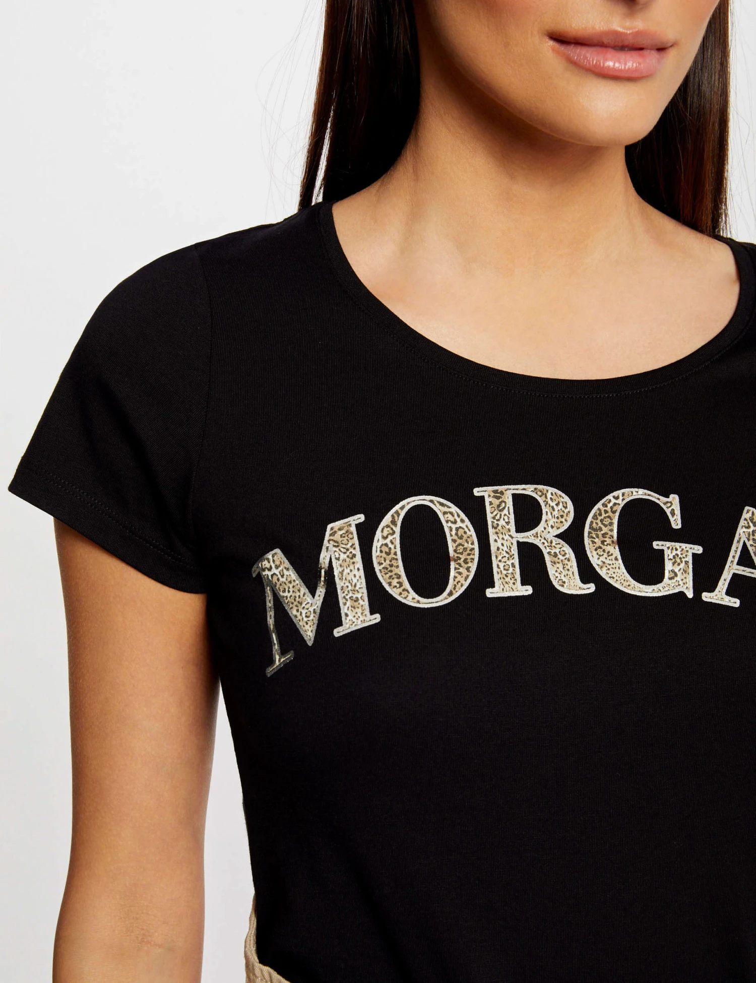 T-shirt Manches Courtes à Inscription Noir Femme – Image 5