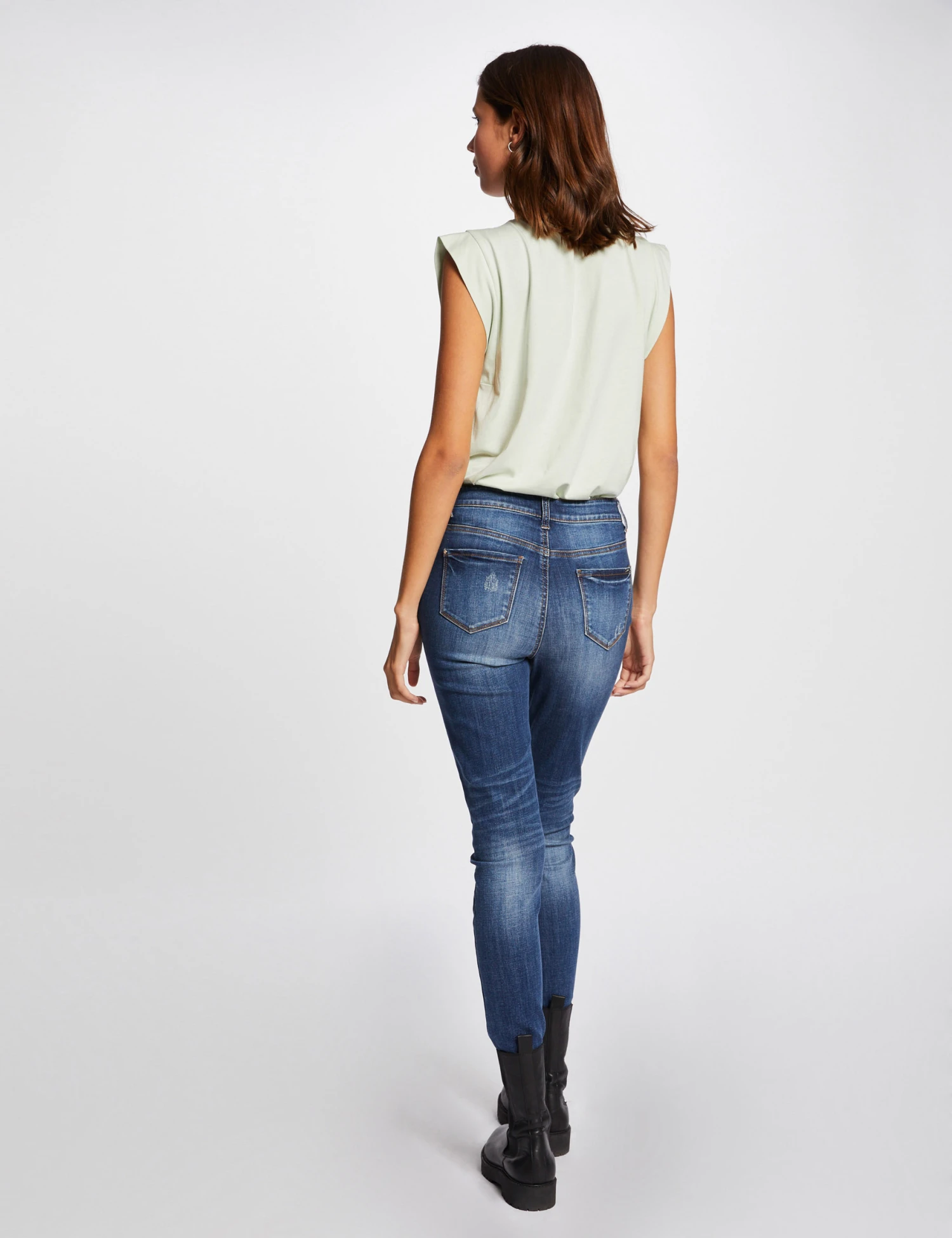 T-shirt Manches Courtes à Inscription Vert Clair Femme – Image 2