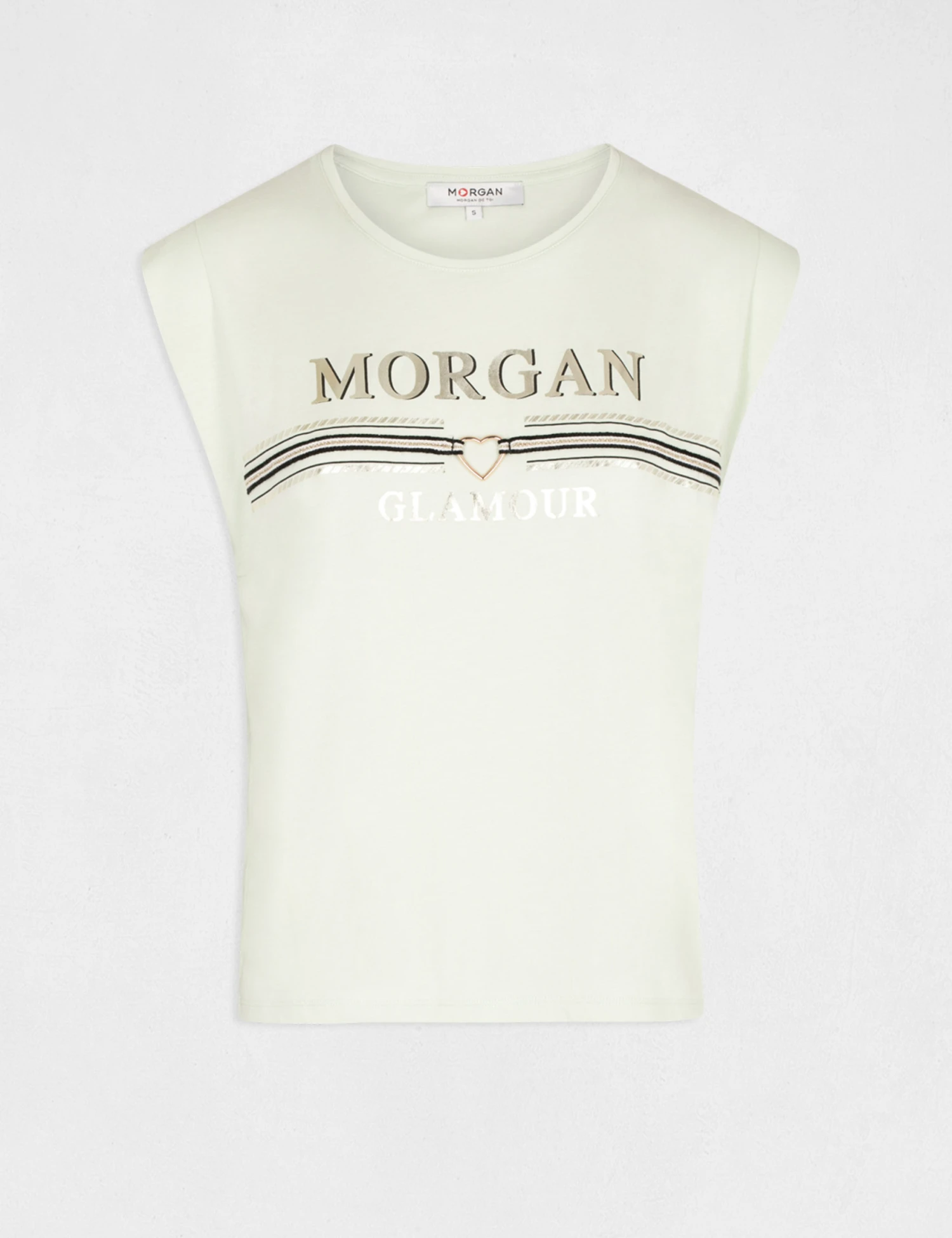 T-shirt Manches Courtes à Inscription Vert Clair Femme – Image 4