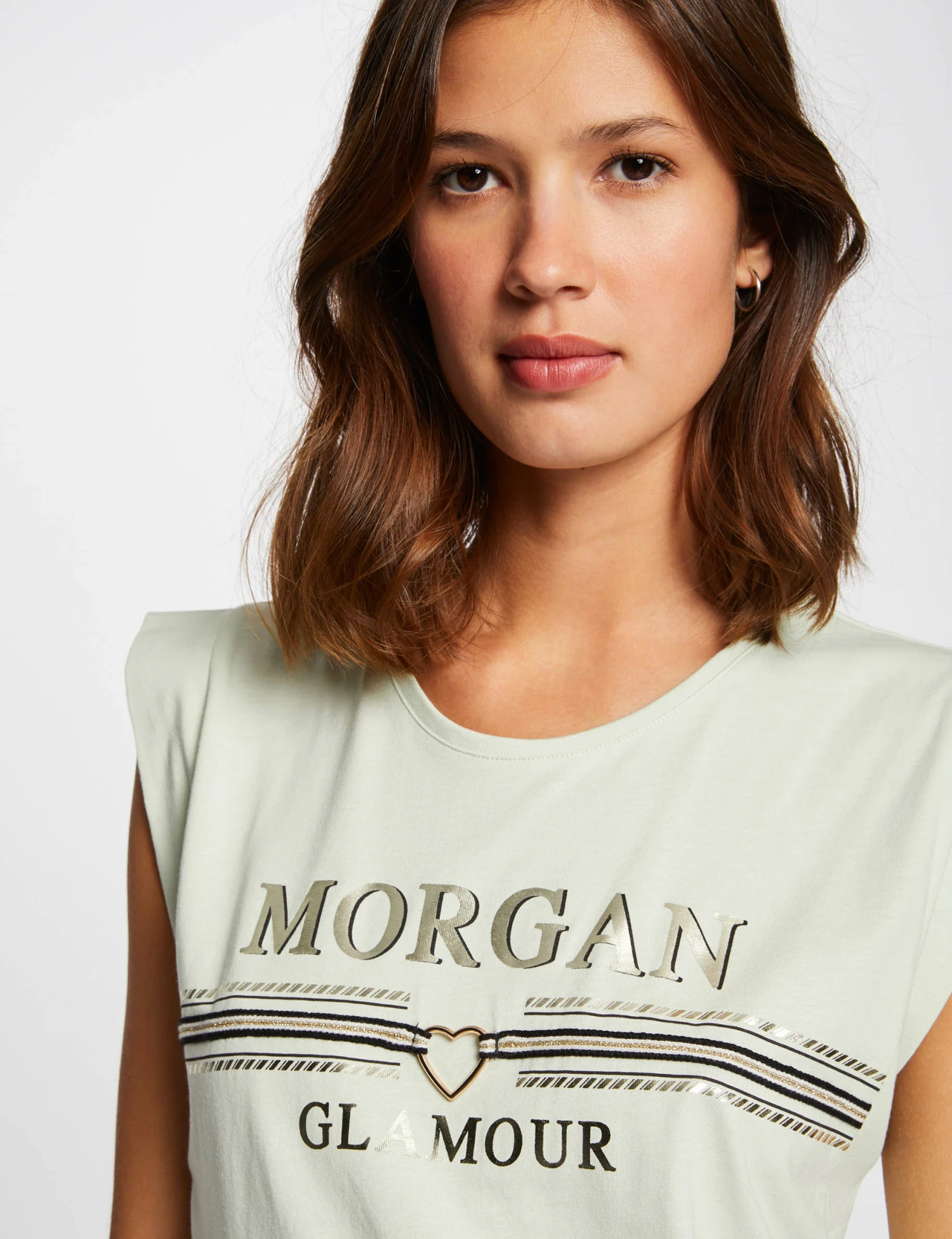 T-shirt Manches Courtes à Inscription Vert Clair Femme – Image 5