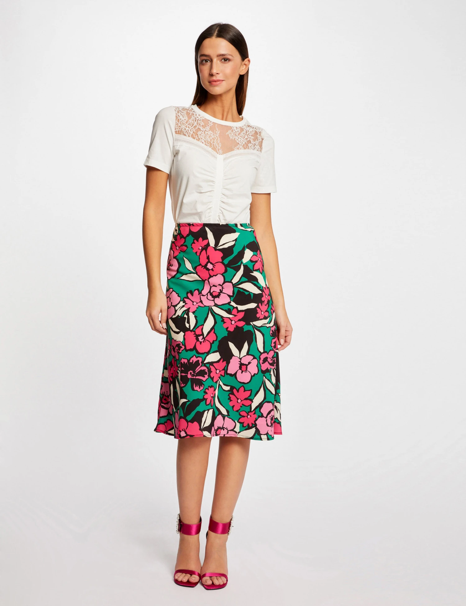 T-shirt Manches Courtes Avec Dentelle Ecru Femme – Image 3