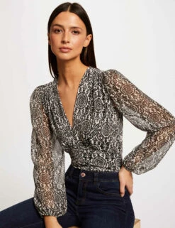 T-shirt Manches Longues Imprimé Multico Femme