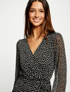 T-shirt Manches Longues Imprimé Pois Multico Femme