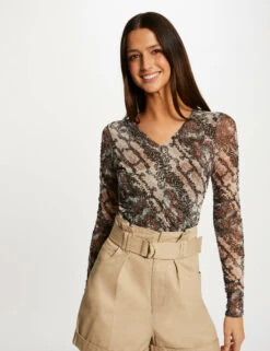 T-shirt Manches Longues Imprimé Python Multico Femme